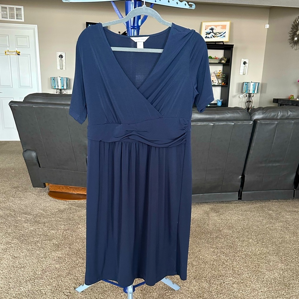 Christopher & Banks Navy blue short sleeve midi Dress. Size Medium